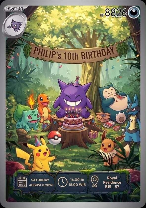 Undangan ulang tahun Philip ke-10 — Pokémon Trainer Adventure